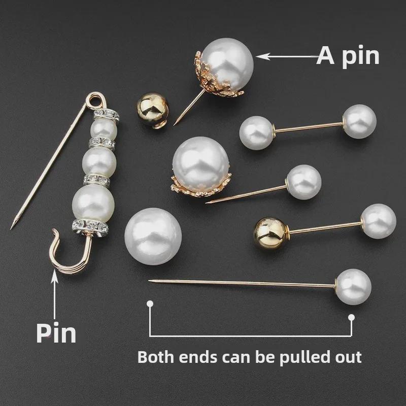 Pearl Brooch Skirt Waist Anti-Exposure Pin and Decorative Shirt Collar Button