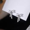 Bow Tassel Stud Earrings Women's Niche Design Light Luxury Earrings Zircon Summer Ear Jewelry