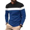 Men'S Outdoor Casual Loose Round Neck T-Shirt Color Block Long Sleeve Undershirt Spring Autumn Fashion Anti Wrinkle Pullover