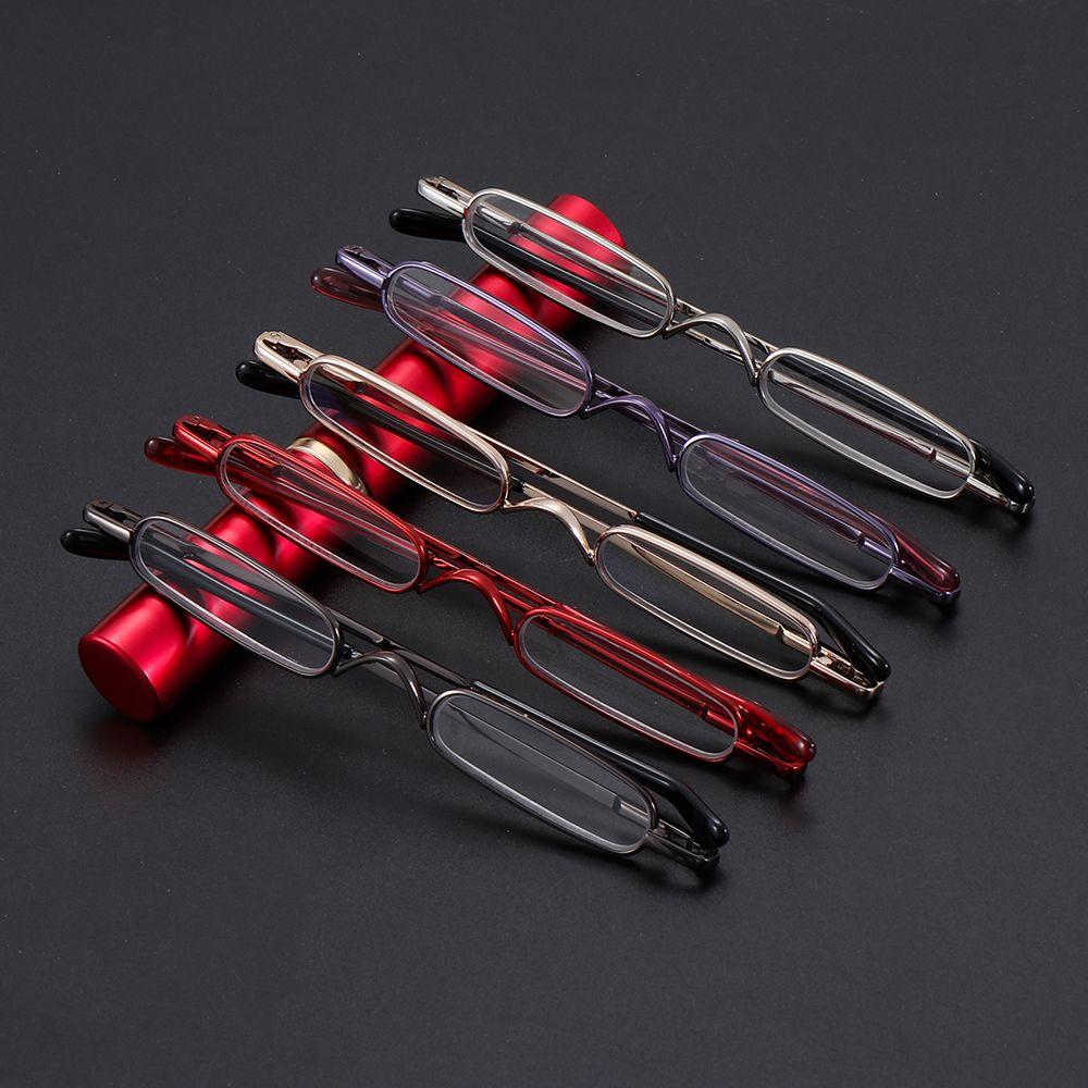 Fashion Mini Portable Clip Case Tube Reader Glasses Slim Pen Reading Glasses Spring Hinged Eyeglasses with For Women