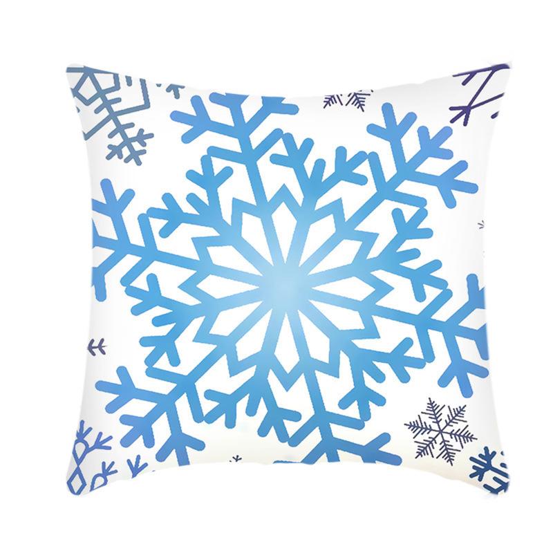 Christmas Blue Ice Snow Deer Digital Printing Short Plush Pillow Covers For Car Sofa Office Cushion Cover Home Goods 60X60Cm