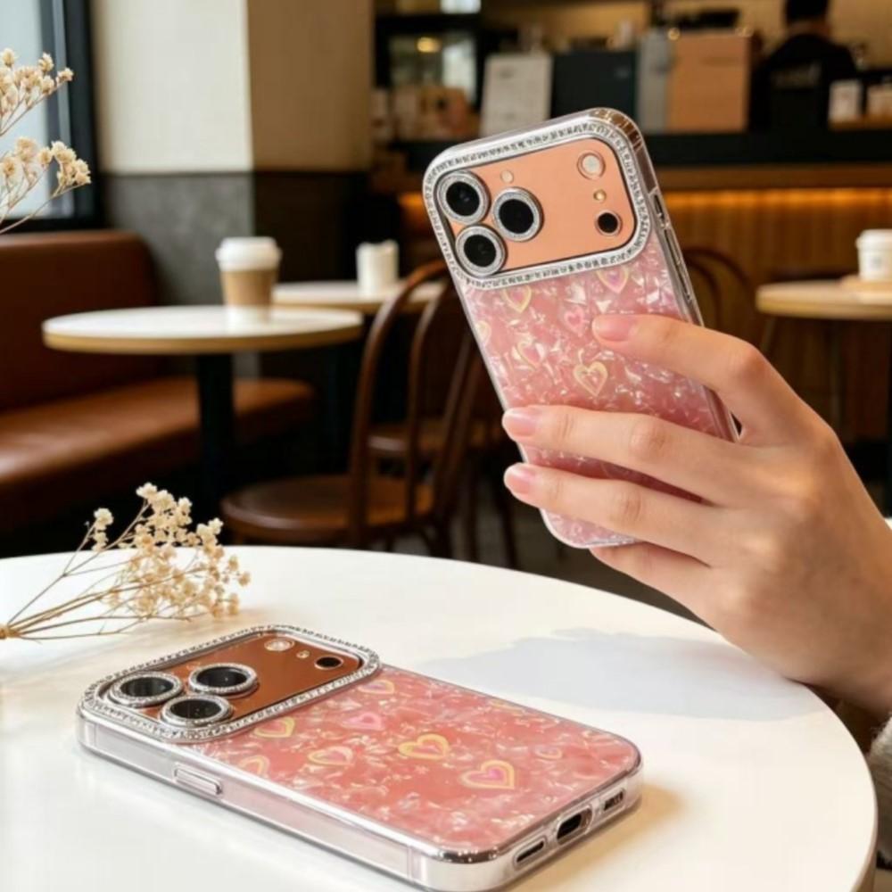 Shiny Glitter Laser Love Heart Shell Pattern Case For 17 16 15 14 Plus 13 12 Pro Max 11 Silicone Transparent Aurora Cover