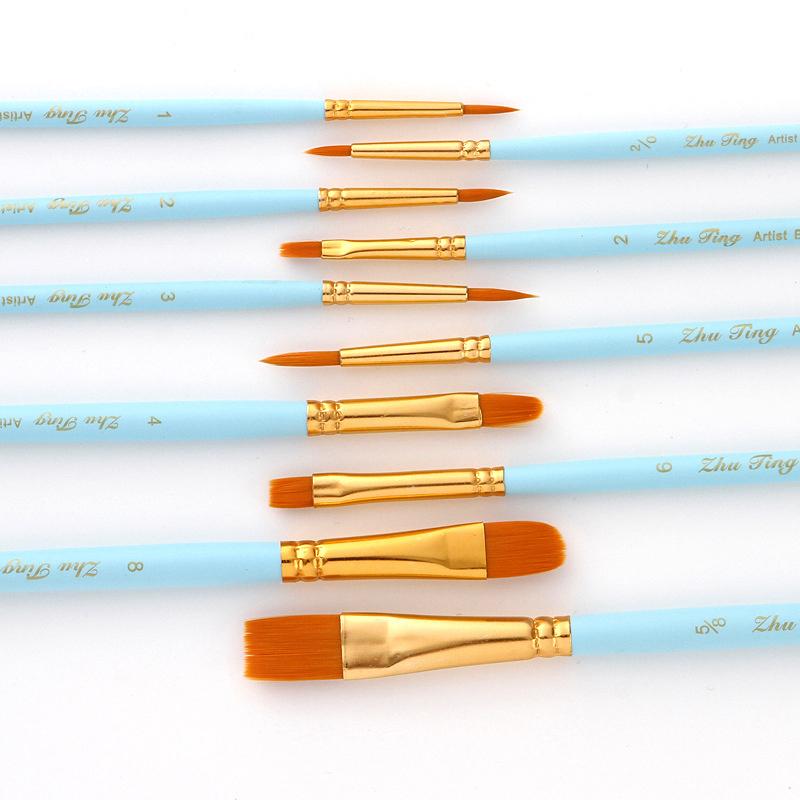 10 шт./набор нейлоновых кистей для рисования волос, инструменты для рисования по номерам, кисти для рисования акварелью, гуашью, кисти с круглым наконечником разной формы