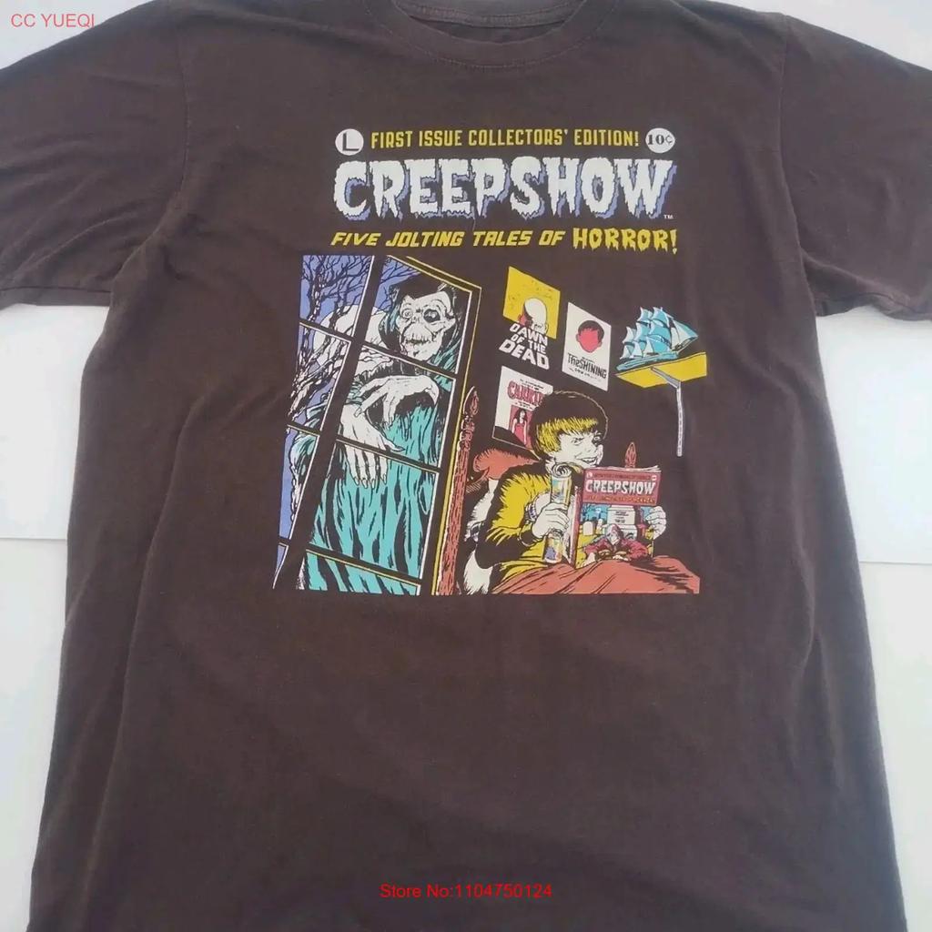 Футболка Creepshow Мужская Средне-коричневая Хоррор Y2K винтажная Стиранная Удобная Унисекс Немного универсальный Топ для Повседневной Носки