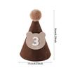 Brown Coffee Bear Baby Birthday Hat Shower Party Decoration Pom Pom Peaked Cap Adjustable Size for 1st 2nd 3rd Years Old