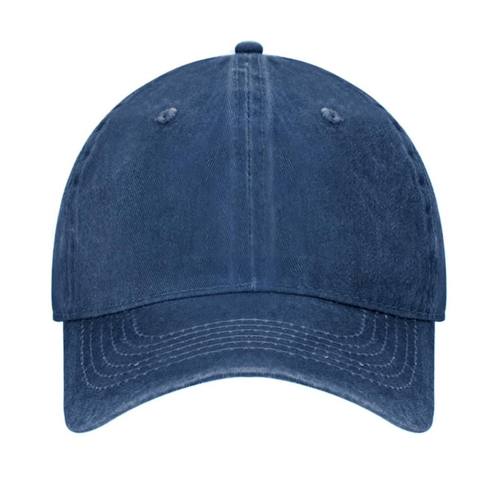 Vintage Distressed Denim 6-Panel Baseball Cap with Customizable Logo Curved Brim Ready to Ship for Unisex