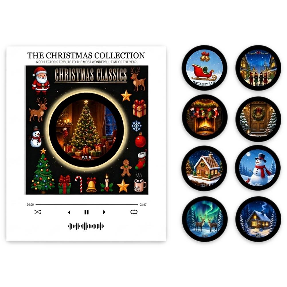 Screw Free Mold Rotating Luminescent NFC New Christmas Music Box Refrigerator Sticker Magnetic Holiday Decoration Gift