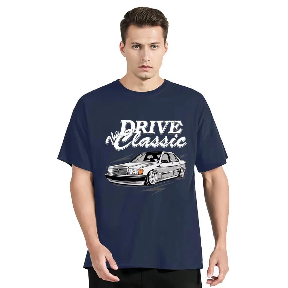 Потрясающая футболка W201 Drive The Classic Car 190E с графическим принтом винтажных автомобилей, футболки, мужская одежда, хлопковая футболка, повседневная футболка