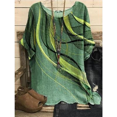 Весна Лето Топы Женские Повседневные 3D Кошка Животное Принт Футболка Винтаж Свободная Футболка С Коротким Рукавом Плюс Размер