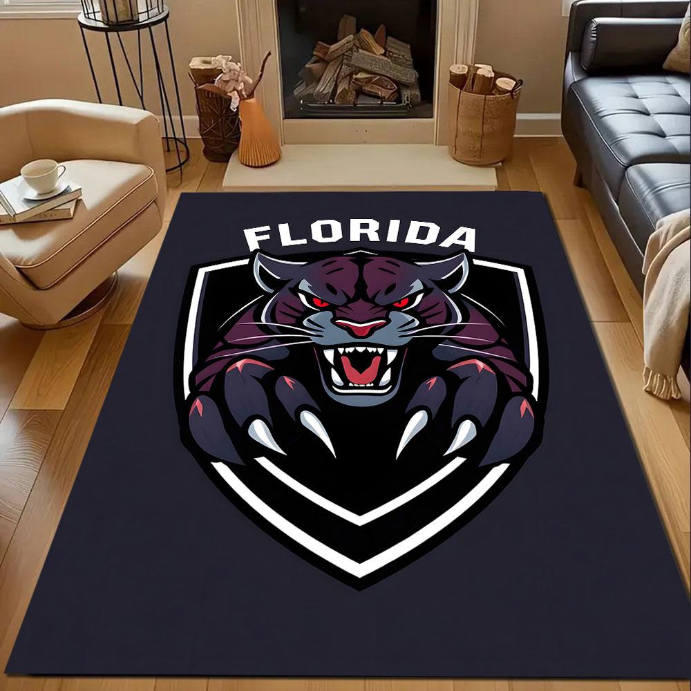 Ferocious Panther Design Patterned carpet, non slip mat suitable for living room and bedroom sofas