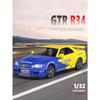 Модель легкосплавного автомобиля Nissan GTR-R34 в масштабе 1/32, светящиеся колеса и звуки двигателя, детская коллекционная гоночная игрушка, развлечение для фанатов гонок