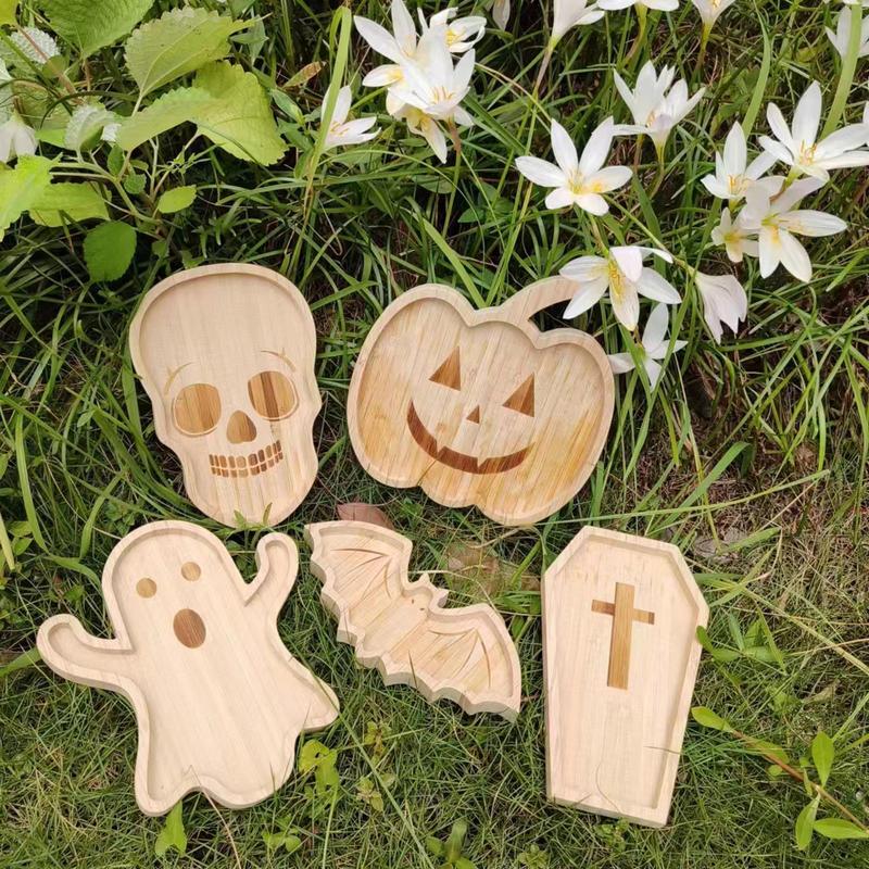 Деревянный декоративный поднос Декоративный сервировочный поднос Блюдо Элементы Хэллоуина Поднос для хлеба Мясо Сыр Печенье И Пицца