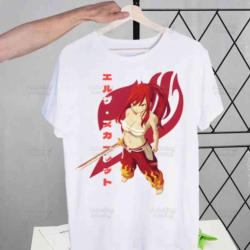 Футболки с изображением персонажей аниме Fairy Tail: Нацу, Эрза, Грей, Люси, летние футболки в стиле хип-хоп для мужчин и женщин, футболки в стиле стритвеар, футболки с коротким рукавом.