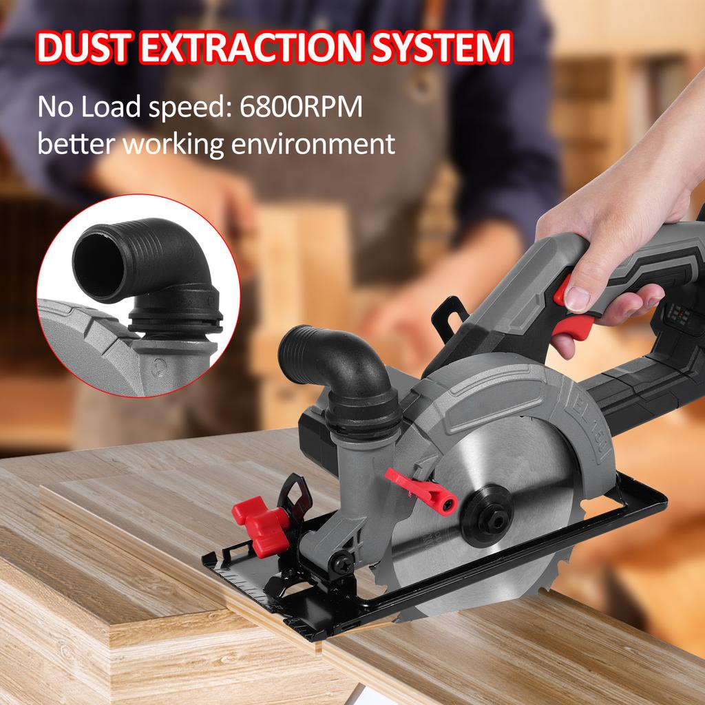 6-дюймовая электрическая циркулярная пила, 21 В, 6800 об/мин, бесщеточный двигатель, компактная циркулярная пила, плиткорез с пилой 24 зуб.