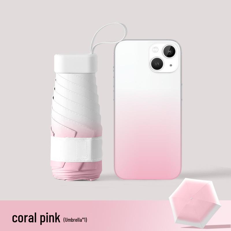 Oil Painting Capsule Umbrella: Five-Fold Mini, Sunny and Rainy Dual-Use, Sunscreen Sunshade with Print Logo