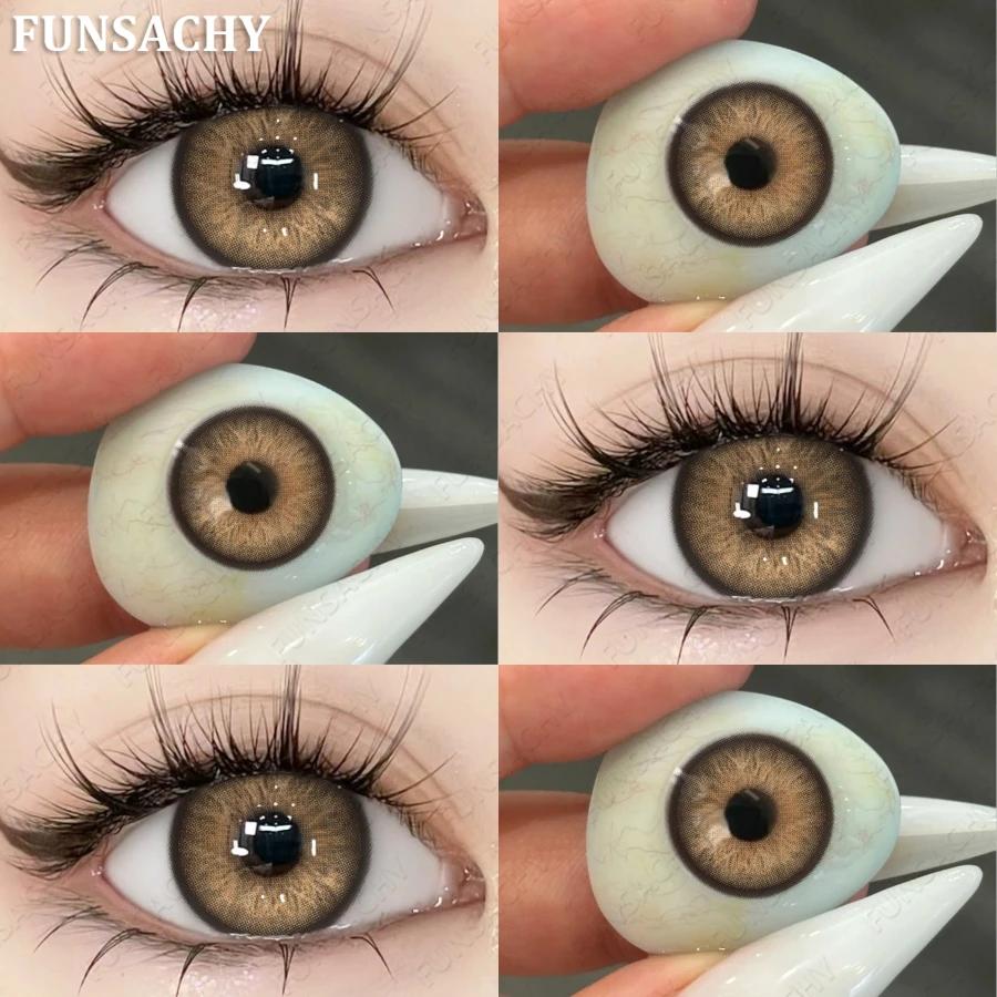 FUNSACHY 1 пара натуральных линз корейского стиля цветные контактные линзы синие линзы коричневые туманные перламутровые цветные линзы высококачественные мягкие линзы