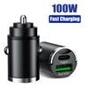 Авто 100 Вт Мини Автомобильное Зарядное Устройство Прикуриватель Быстрая Зарядка для IPhone QC3.0 Мини PD USB Type C Автомобильное Зарядное Устройство для Телефона для Xiaomi Samsung Huawei