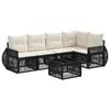 Garden Sofa Set 6 pcs Black and Cream White Poly Rattan