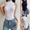 Women Sexy Bodysuit Sleeveless Half Turtleneck Bodysuit Summer Slim Fit One-Piece Vest Solid Color Bottoming Shirt Romper