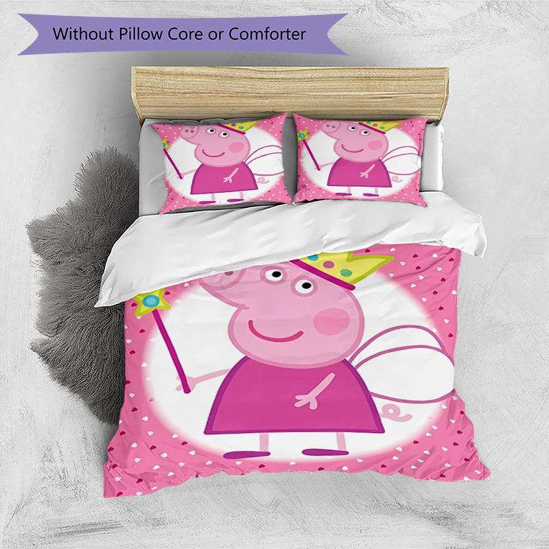 3pcs Peppa Pig2 pattern bedding set duvet cover set includes duvet cover &pillowcases, perfect all season bedroom decoration & gift