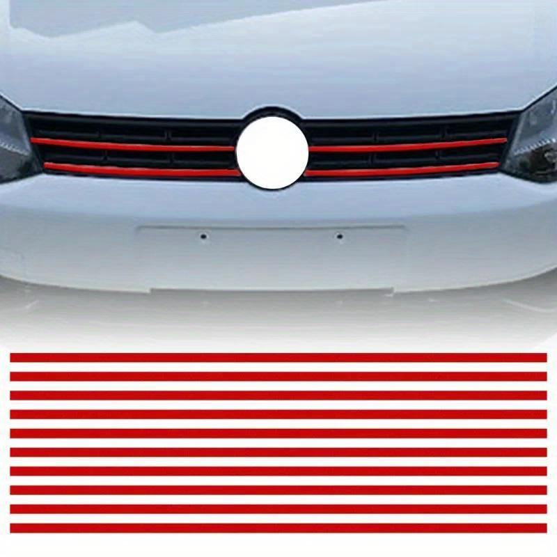 5pcs Reflective Strips Car Stickers Auto Front Hood Grille Mouldings Red Waterproof Car Decor Accessories Exterior Parts