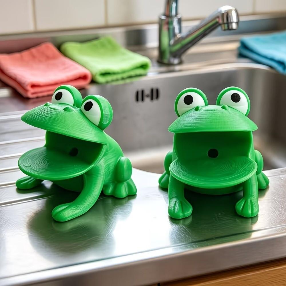 Self-draining Frog-Shaped Sponge Storage Rack Kitchen Sink Sponge Organizer Bathroom Vanity Soap