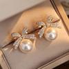 Jewelry Accessories Bow Pearl Ear Studs Bowknot Bow Pearl Ear Hook Bow Pearl Earrings  Lady/Gifts