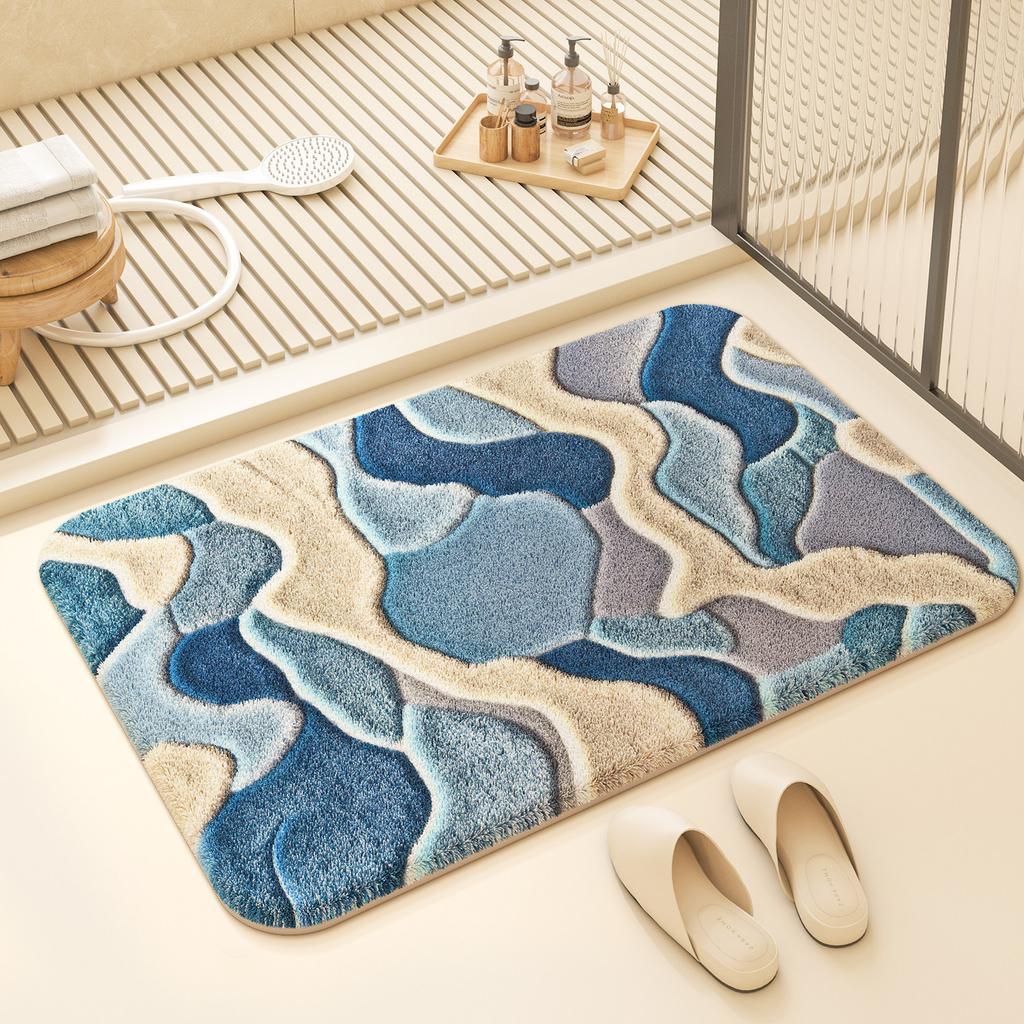VIKAMA Modern Art Entrance Rug Colorful Circle Block Pattern Non Slip Washable Indoor Front Porch Floor Carpet