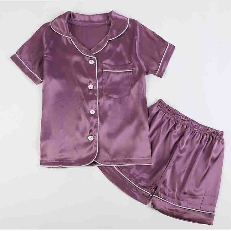 Летний комплект пижамы однотонного цвета для маленьких девочек и мальчиков, блузка с длинными рукавами, топы + брюки для сна