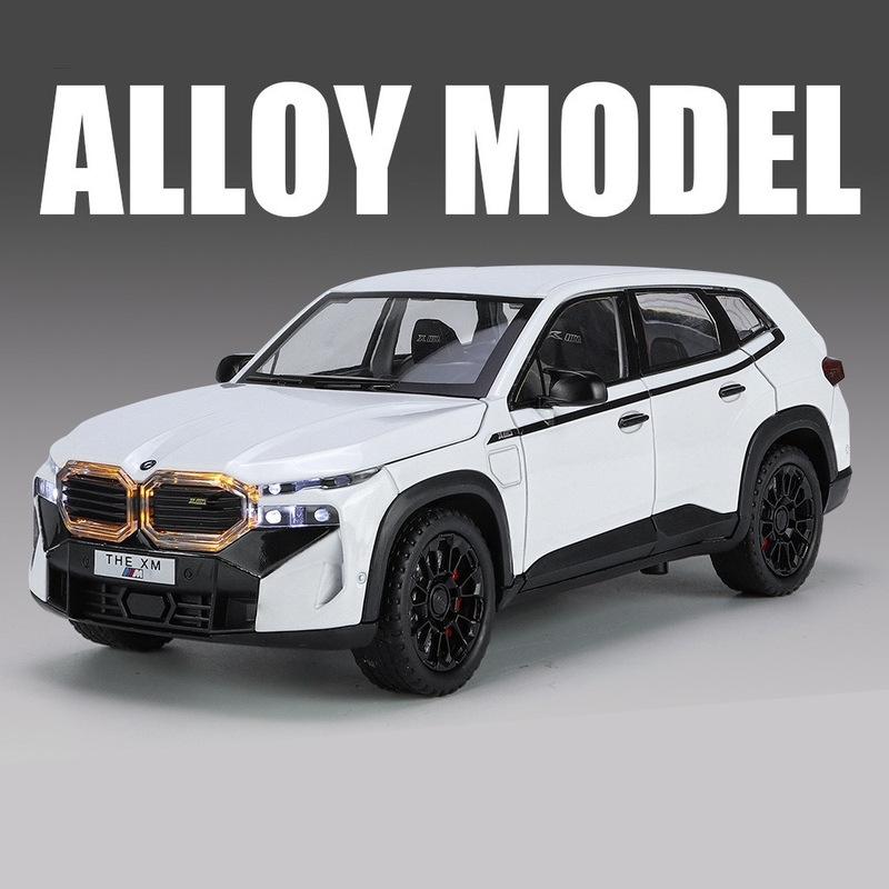 1:24 BMW XM SUV Alloy Sports Car Model Die-cast Metal Car Vehicle Model Simulation Sound and Light Pull Back Collection Children's Toys Boys Gift