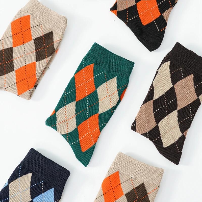 1 пара носков в британском стиле, зимние, из гребенного хлопка, модный дизайн, в клетку, женские/мужские, Харадзюку, утолщенные, классические, теплые, Sokken