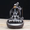 Free Gourd and Lotu Waterfall Incense Burner Incense Stick Holder Censer Purple Clay Aroma Smoke Backflow Home Decor -No Incense
