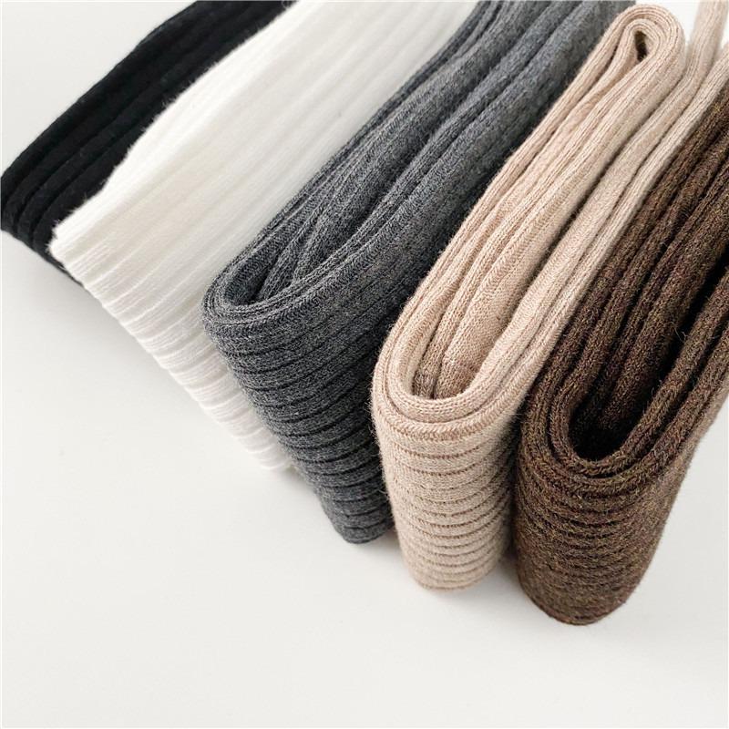 Soft Cotton Long Socks Women Autumn Winter Pure Color Knitted Stocking Skinny Casual Knee High Fluffy Warm Thicken Female Sock