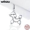 925 Sterling Silver Poodle Pet Dog Bead Shiny Zircon Doggy Animal Charm Fit Original Bracelet Necklace Jewelry