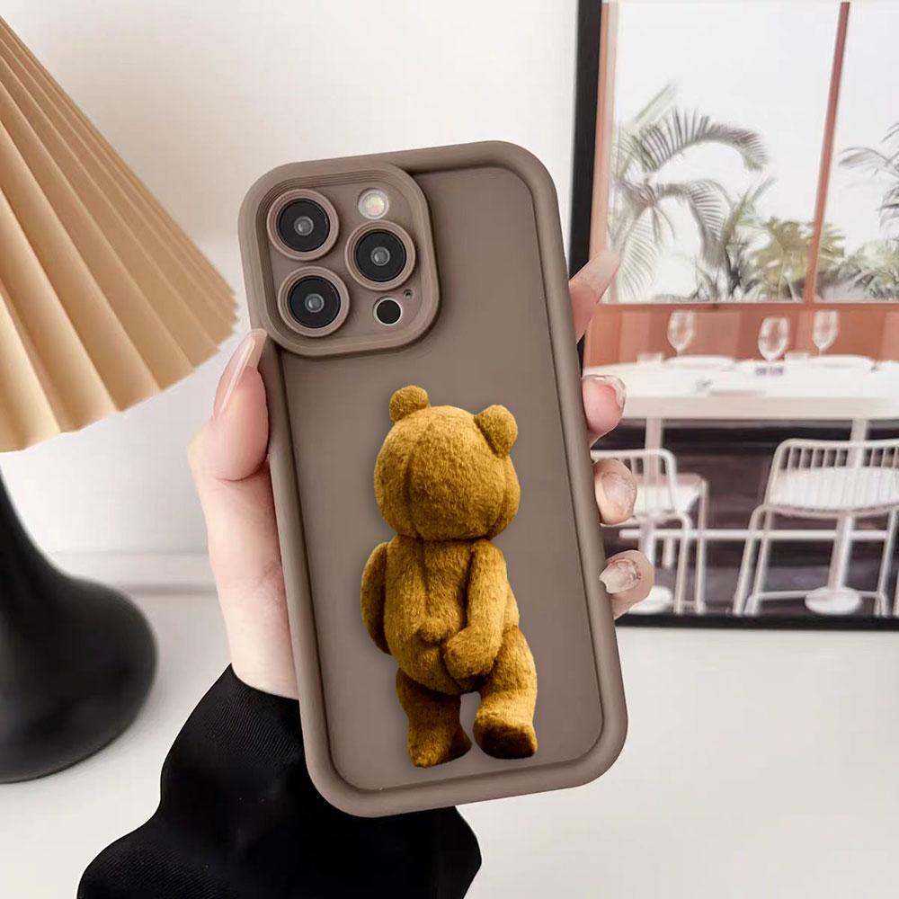 Мультяшный Медведь T-Teddy Чехол для Телефона для iPhone Apple 17 AIR 16 16E 11 12 13 14 15 XR Plus Pro Max Чехол Своими Руками TPU Ударопрочный Чехол Capa