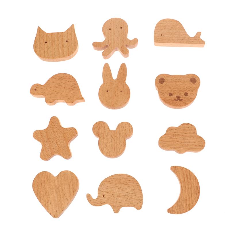 Милые облака, звезды, деревянные ручки для мебели, для шкафов и ящиков, дверные ручки, ручки для кухонных шкафов, деревянные дверные ручки