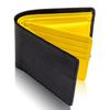 Двойной кошелек из натуральной кожи Setagaya, большой емкости для карт, двойной кошелек для 8 карт, желтый, мужской [Опубликованная база]