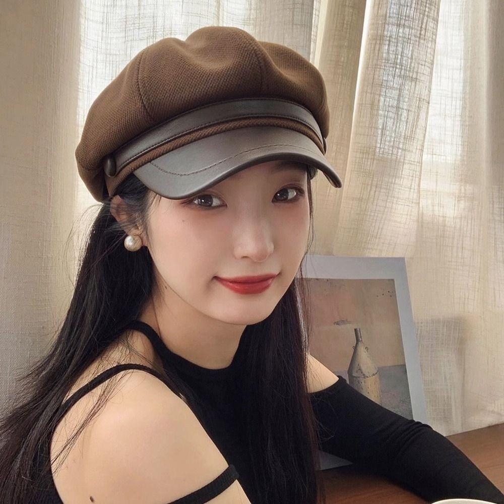 Cotton Painter Octagonal Cap Breathable Newsboy Hats Adjustable Beret Hat for Women