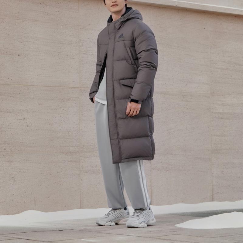 adidas Длинные пуховики Унисекс Угольно-серый С капюшоном Умеренный пуховик KF6746-
