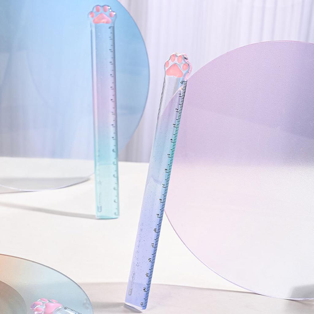 2 шт. линейка в виде кошачьей лапки, мультяшная линейка для рисования, пластиковая измерительная линейка, многофункциональная линейка для рисования, подарок для школьника