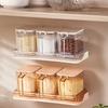 Spice Case Rack Set Punch-free Wall-mounted Anti-slip Seasoning Storage Rack Transparent Dustproof Seasoning Box with Spoon