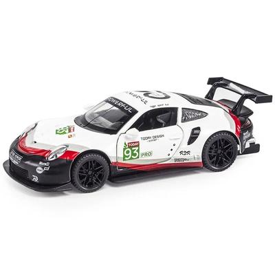 1/32 Porsche 911 RSR Alloy Car Model High Simulation Diecasts Toy со звуком и светом, инерционные транспортные средства, декоративные игрушки для детей