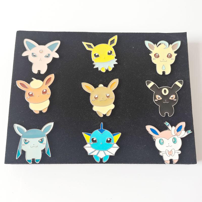 Let's Go Pikachu Eevee Enamel Pins Kawaii Pocket Monster Eeveelution Metal Cartoon Brooch Backpack Collar Lapel Badge