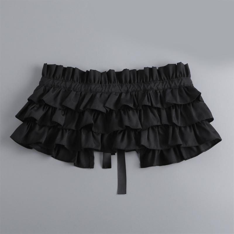 Элегантный готический викторианский многослойный жабо-чокер с завязками для женщин и девушек, съемная плиссированная накидка-шаль