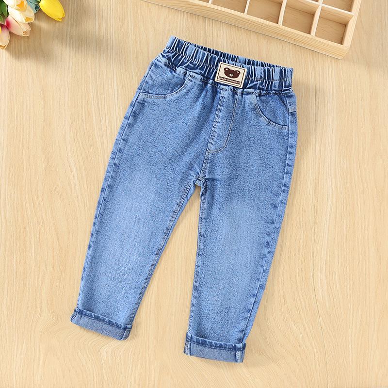 Джинсы прямые для девочек и мальчиков Весна/Осень 2025 - Выстиранный стиль для детей среднего и большого возраста