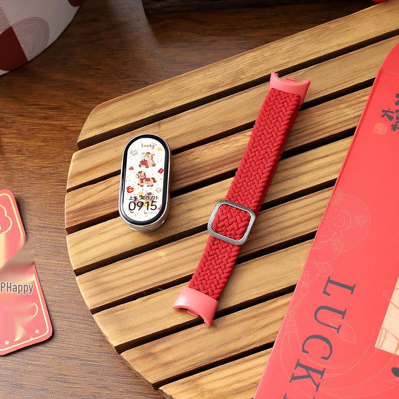 Новогодний Красный 2026: Совместимый магнитный силиконовый кожаный металлический ремешок для Xiaomi Smart Band 10/9/8.