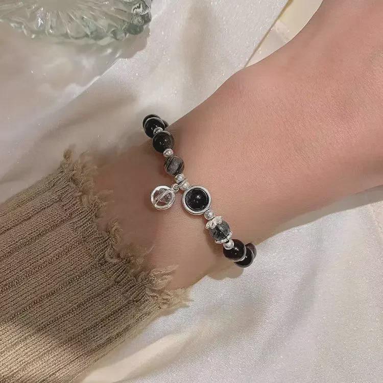 Браслет из белого лунного обсидиана для девочек - модный подарок для подруг