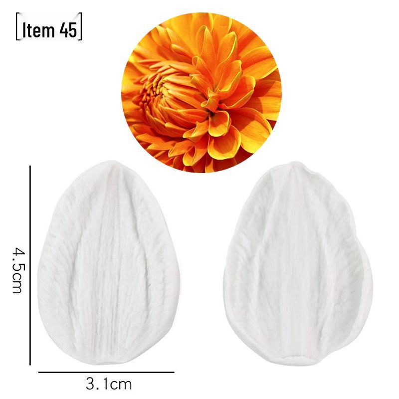 Силиконовая форма для мастики - Набор лепестков и листьев, пищевая, для тиснения на дереве и цветах.