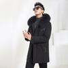 Мужская парка с воротником из меха енота, съемной подкладкой из меха кролика, меховое зимнее пальто средней длины из меха