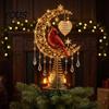 Rustic Holiday Tree Decor Lighted Memorial Christmas Topper, Angel Red Bird Reindeer Designs Treetop Ornament Party Ornaments with Warm Glow